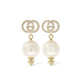 Gucci Double G Pearl Pendant Earrings - 18K Yellow Gold