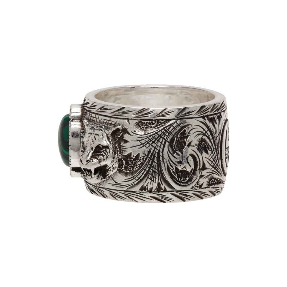 Gucci Double G Feline Garden Green Ring