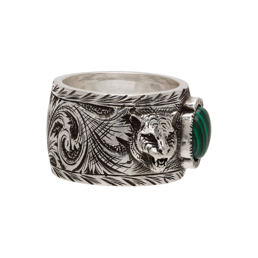Gucci Double G Feline Garden Green Ring