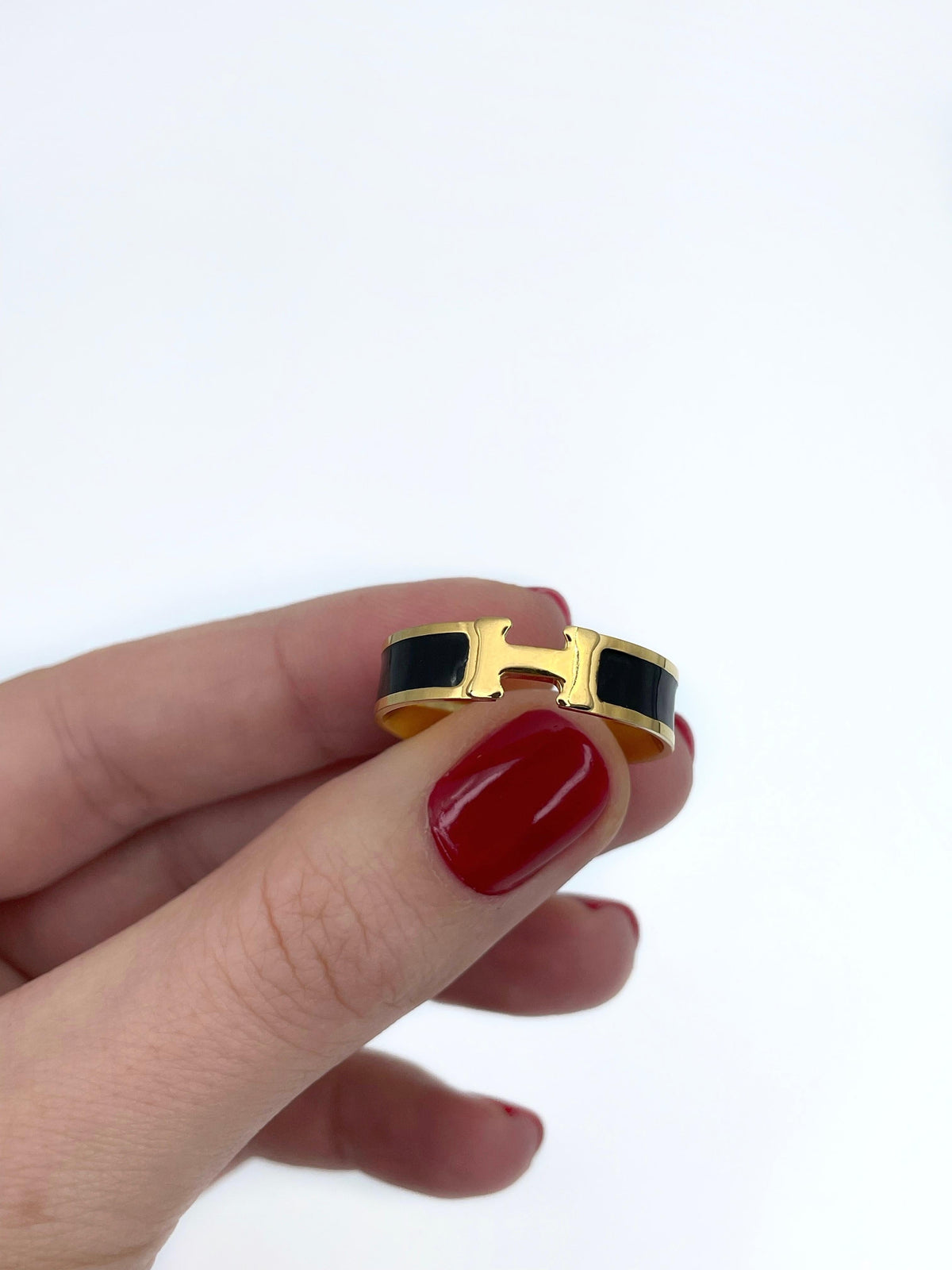 Hermes Vintage Clic H Ring - 18K Yellow Gold