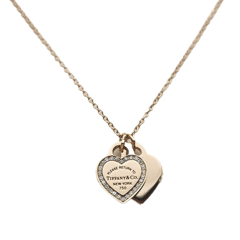 Tiffany Red Double Heart Diamond Necklace