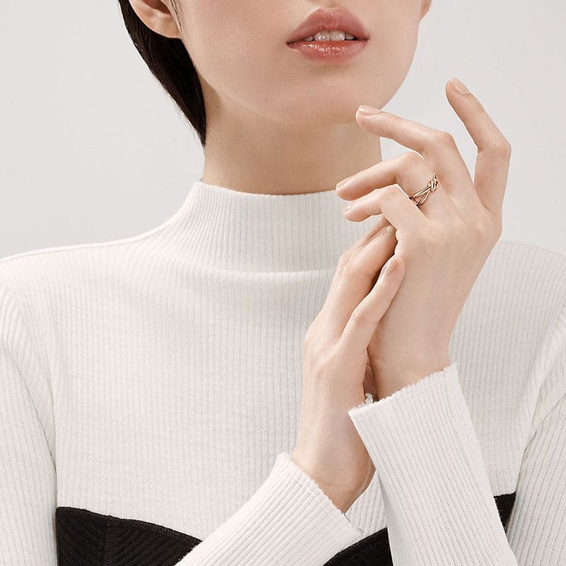 Knot Double Row Ring - 18K Yellow Gold