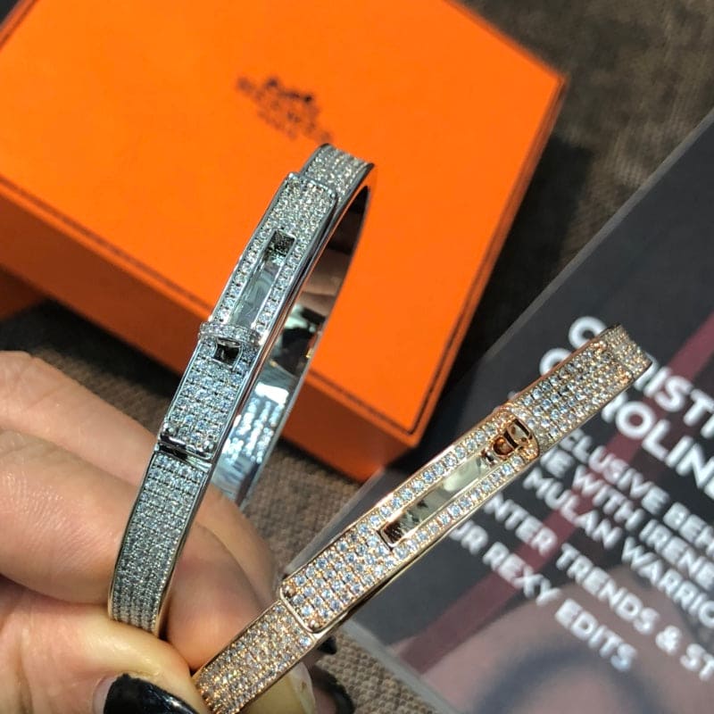 Hermes Kelly Moissanite Bracelet - 18K White Gold