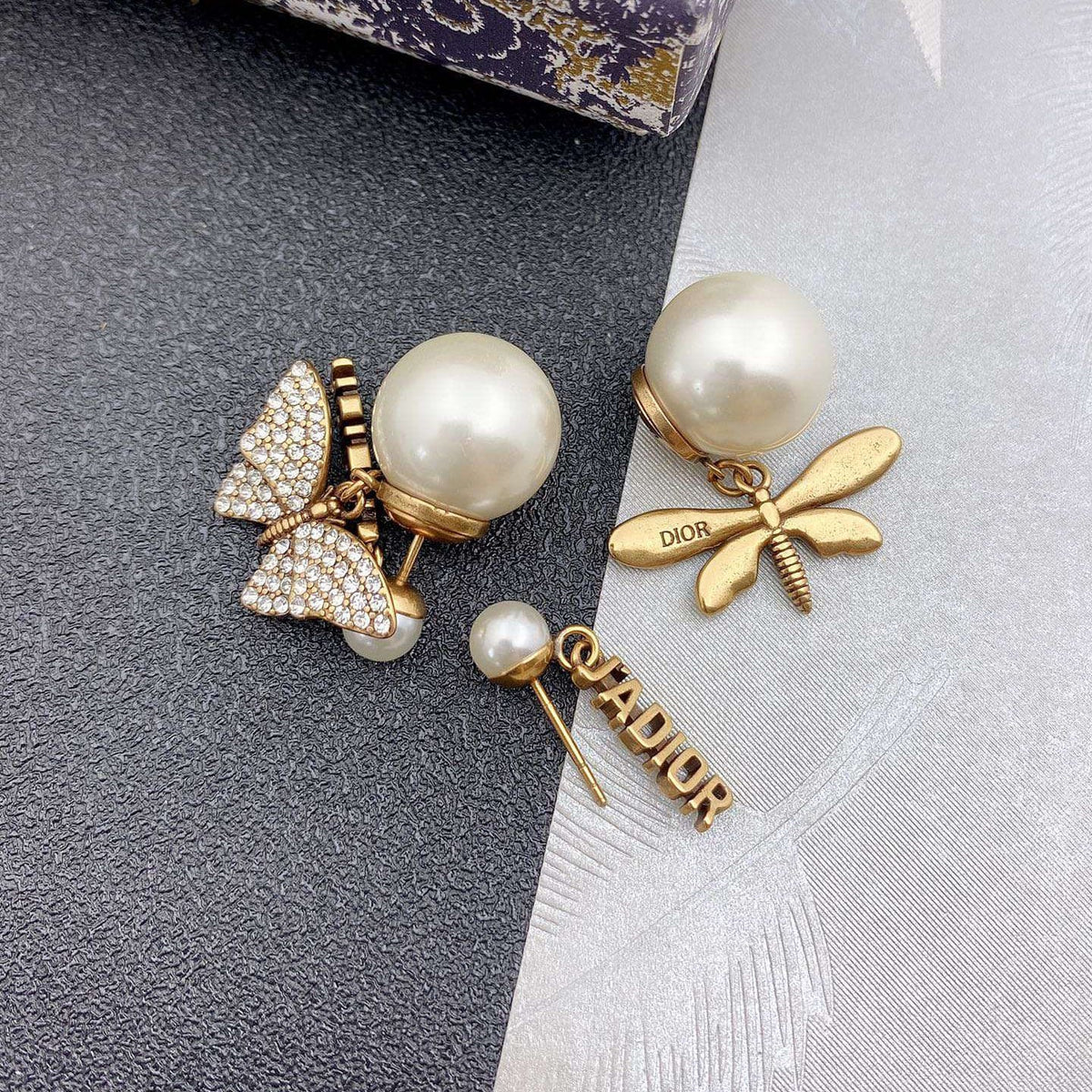 Dior Dragonfly/ Butterfly Pearl Earrings
