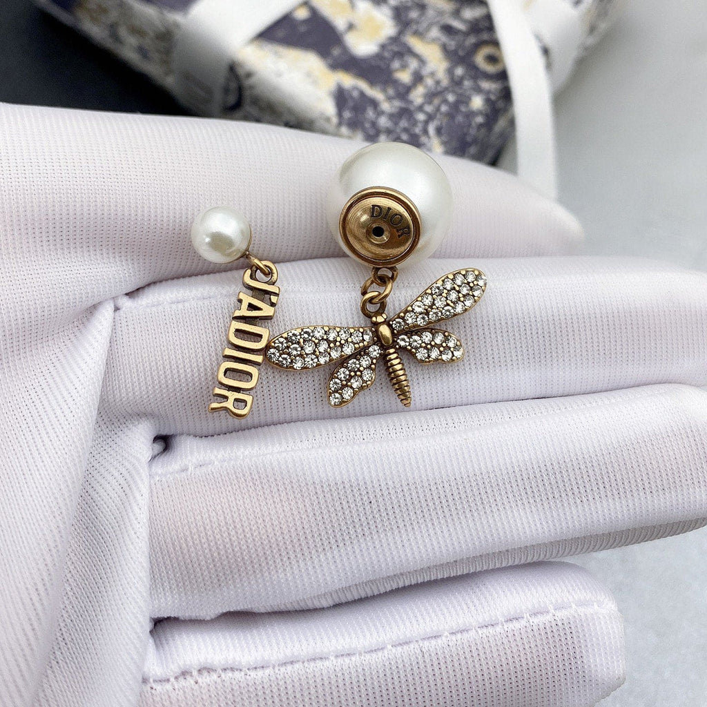Dior Dragonfly/ Butterfly Pearl Earrings
