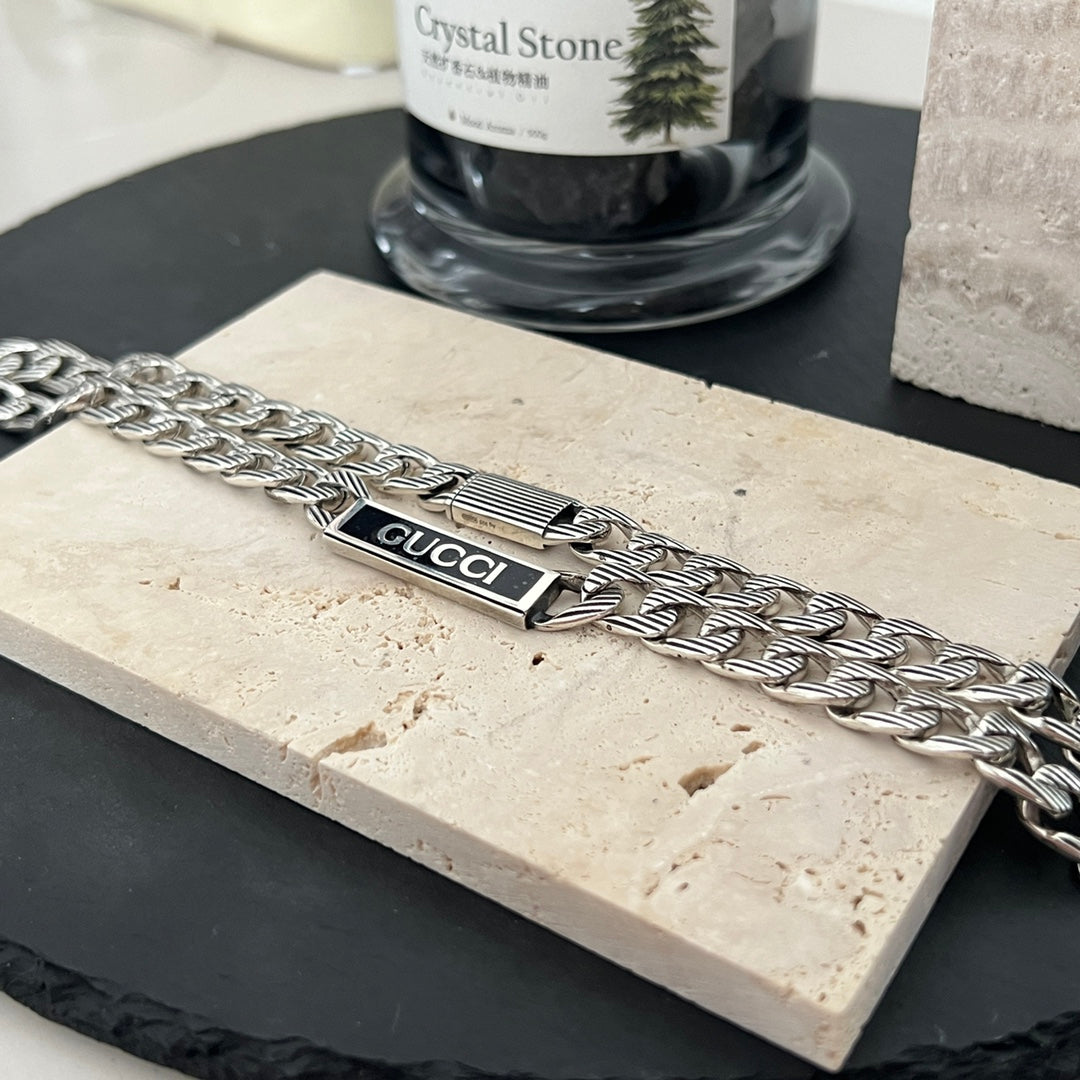 Gucci Double G Logo Enamel Chain Necklace