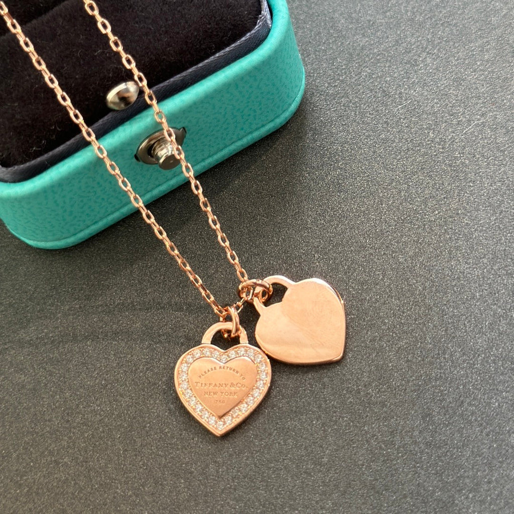 Tiffany Red Double Heart Diamond Necklace