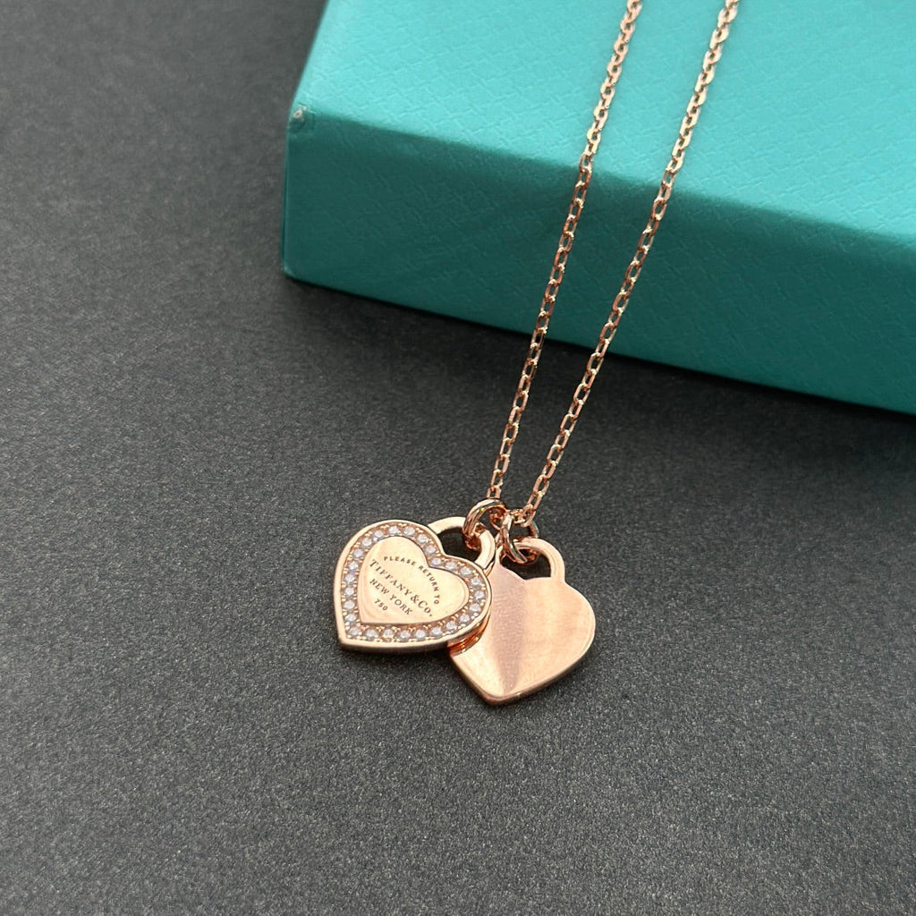 Tiffany Red Double Heart Diamond Necklace