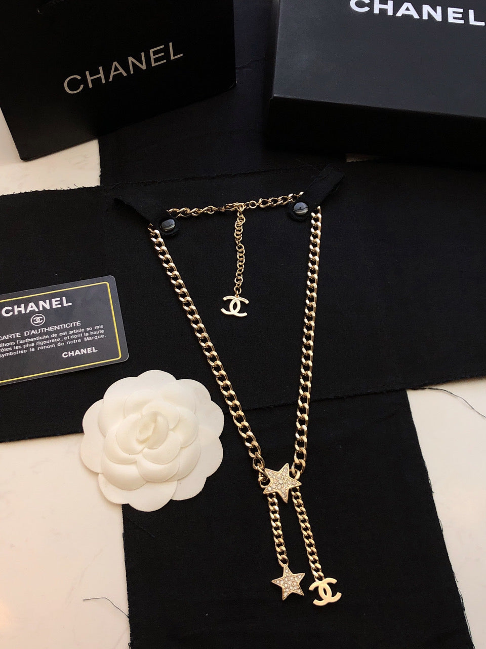 Chanel Rhinestone Star Chain Necklace