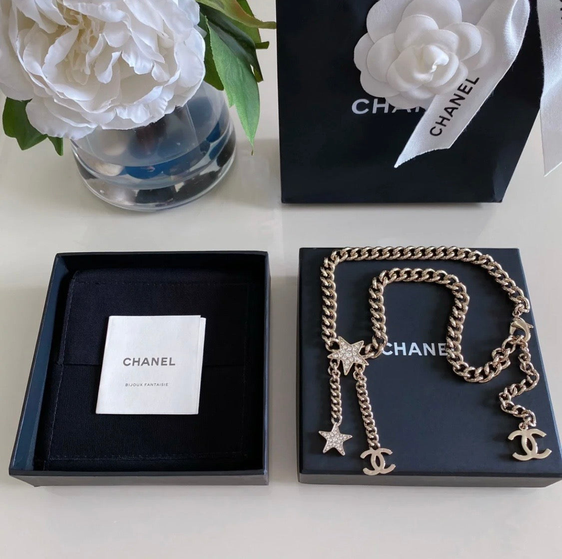 Chanel Rhinestone Star Chain Necklace