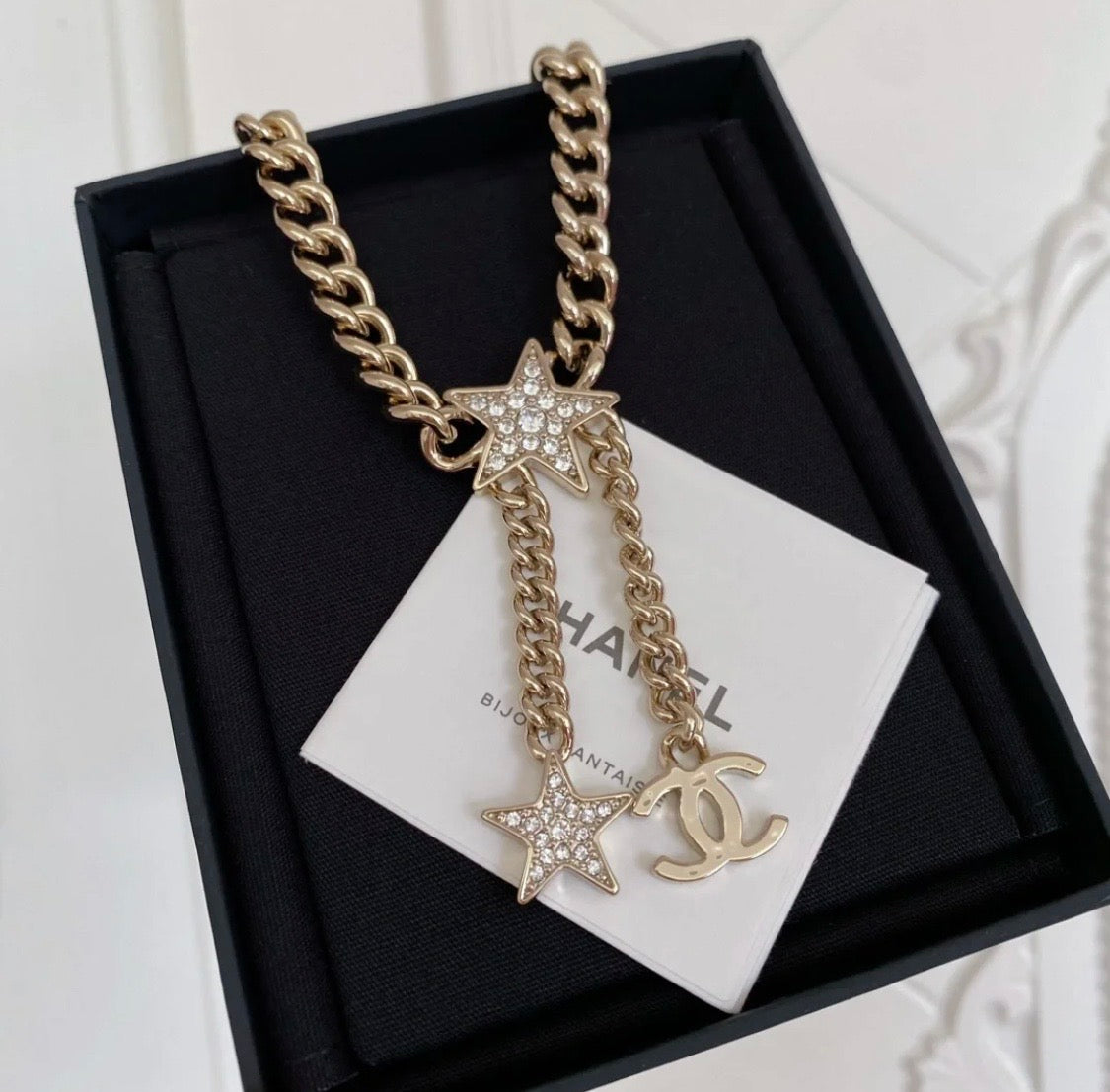 Chanel Rhinestone Star Chain Necklace