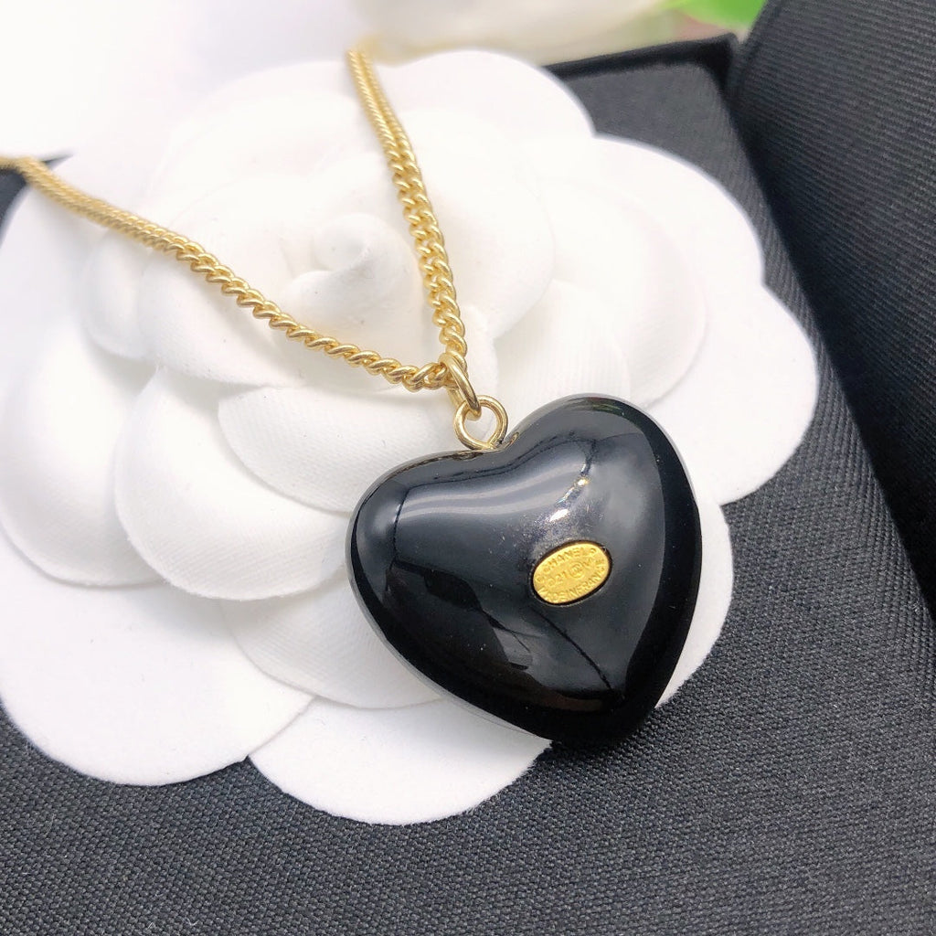 Chanel Black Heart Necklace