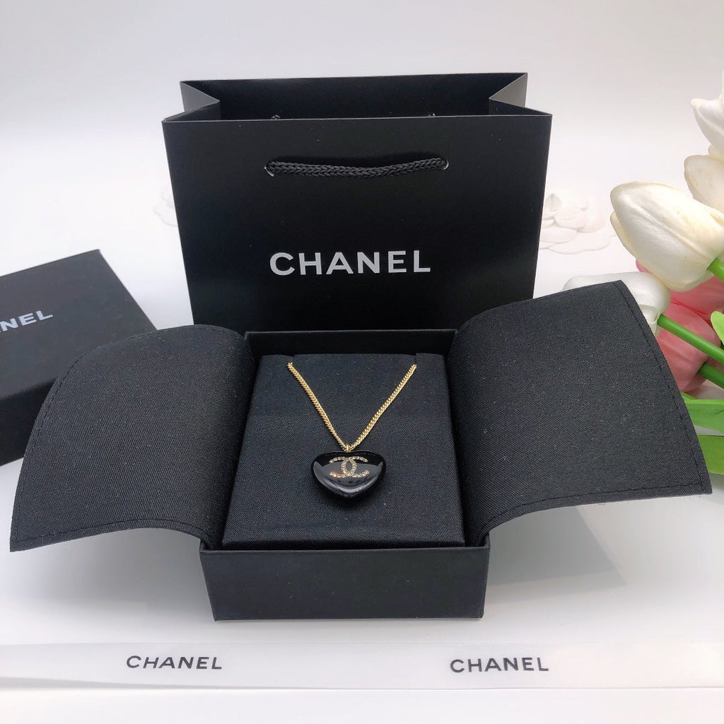 Chanel Black Heart Necklace