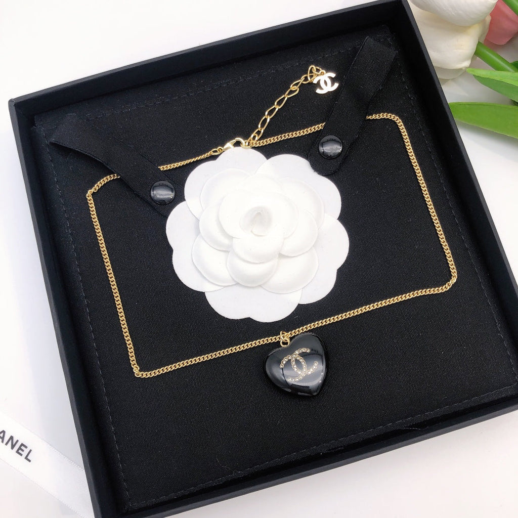 Chanel Black Heart Necklace