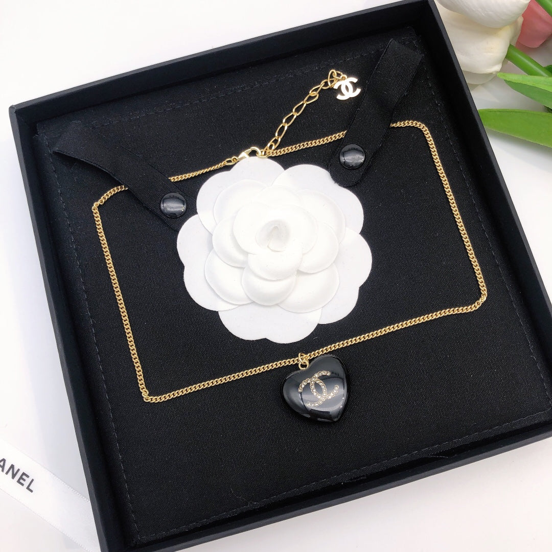 Chanel Black Heart Necklace