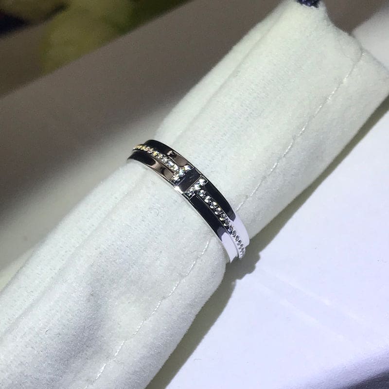 Tiffany Narrow Moissanite Ring - 18K White Gold