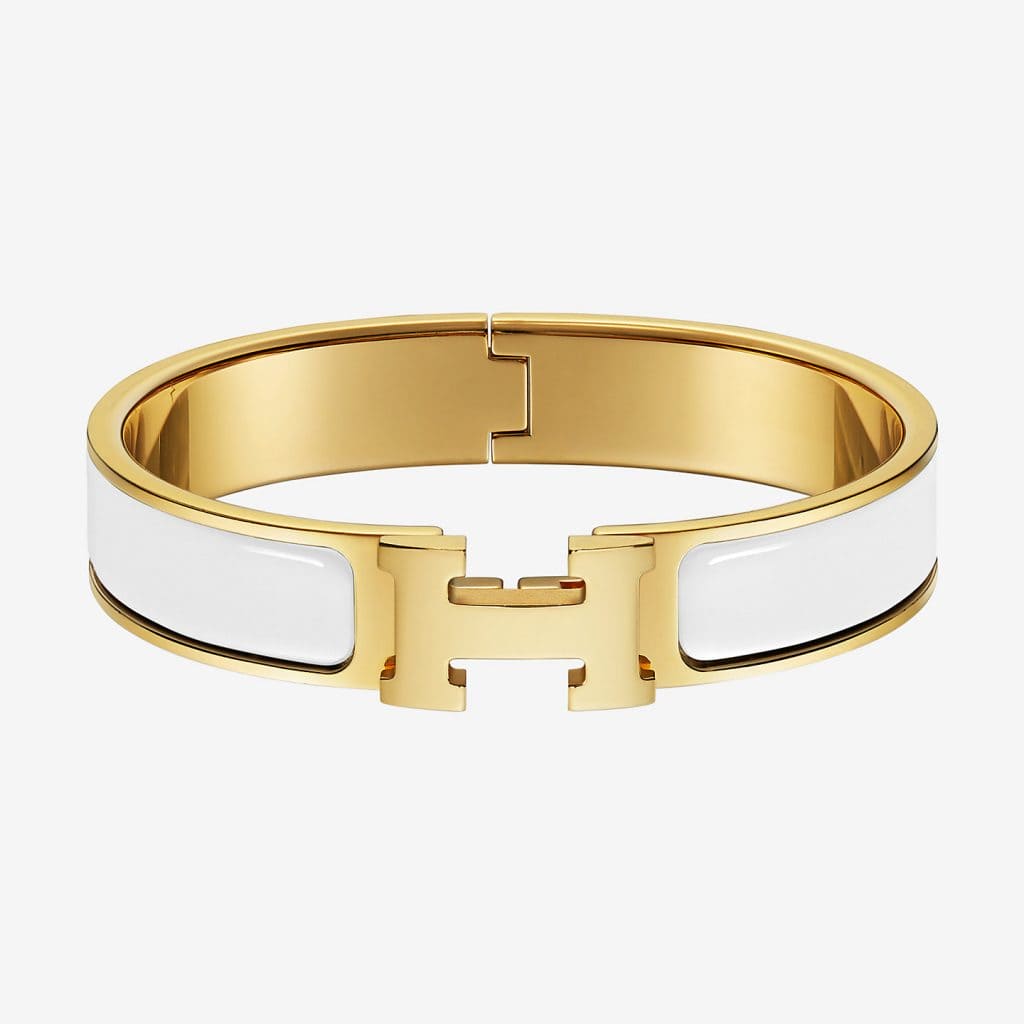 Hermes White Clic H Bracelet