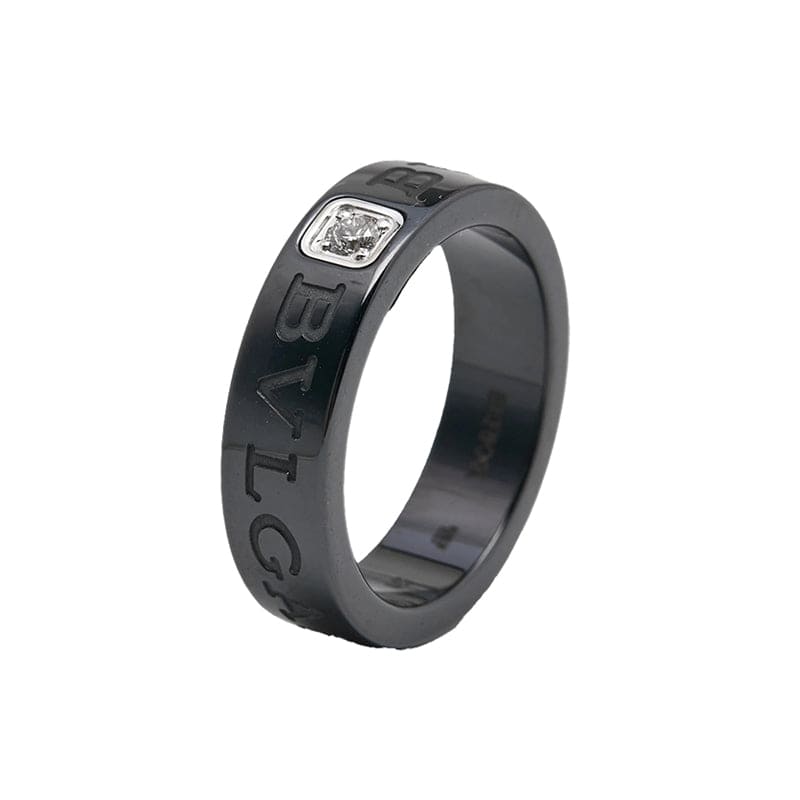 Bvlgari Black Ceramic Diamond Ring - 18K White Gold