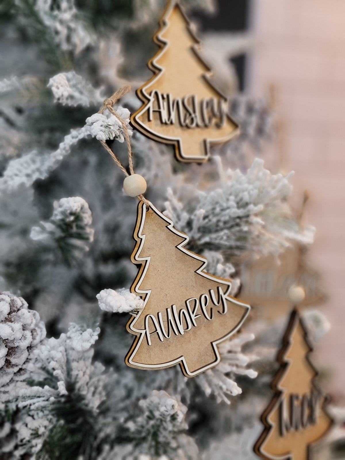 Personalized Christmas Tree Name Ornament - Two Layers