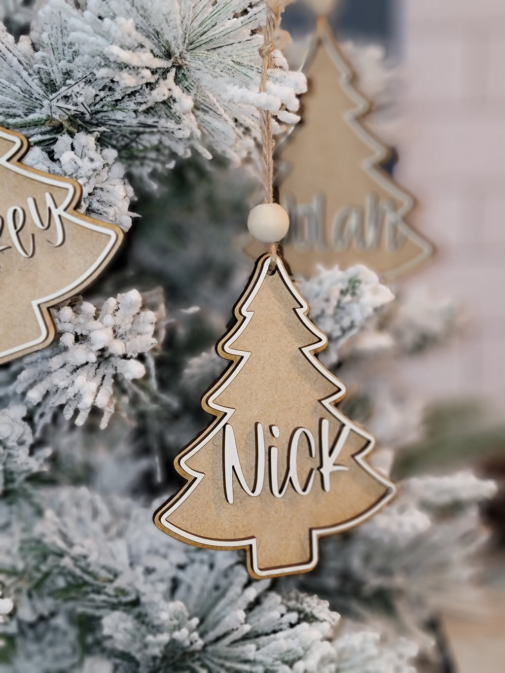 Personalized Christmas Tree Name Ornament - Two Layers