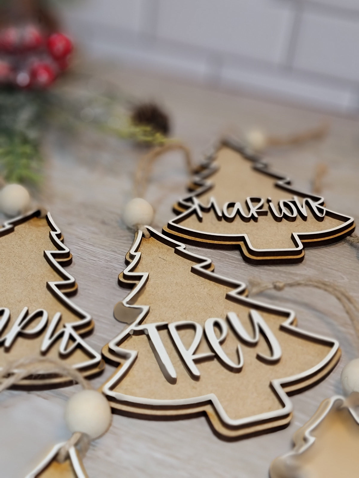 Personalized Christmas Tree Name Ornament - Two Layers