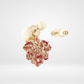 Dior Tribales Red Flower Heart Faux Pearl Earrings - 18K Yellow Gold