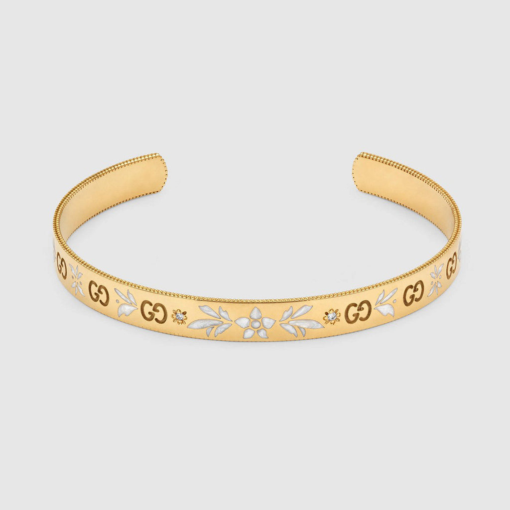 Gucci Double G Icon Blossom Enamel Bangle Bracelet