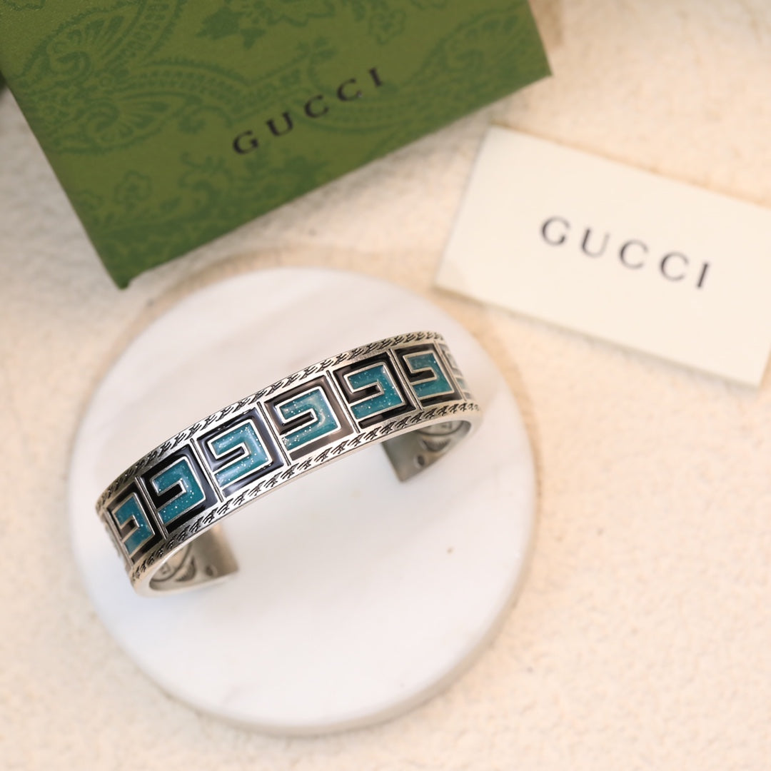 Gucci Double G Cube Green Wide Bracelet
