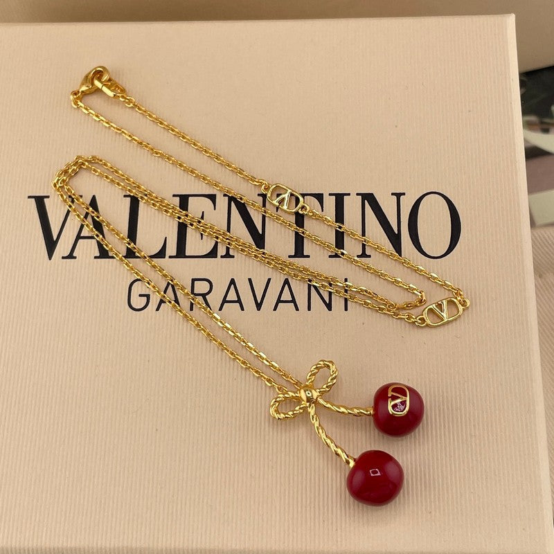 VLogo Red Cherry Gold Necklace