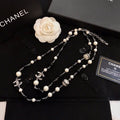 Chanel Long Black Pearl Necklace