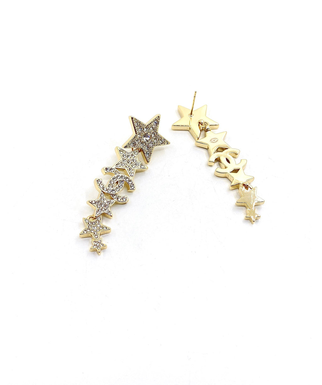 Chanel Star Diamonds Pendant Earrings - 18K Yellow Gold