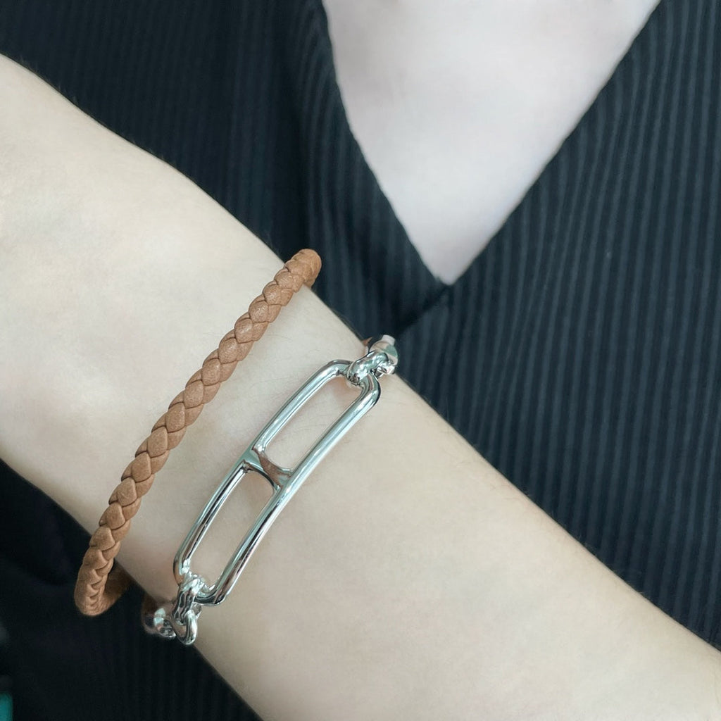 Hermes Roulis Double Tour Brown Bracelet - 18K Gold