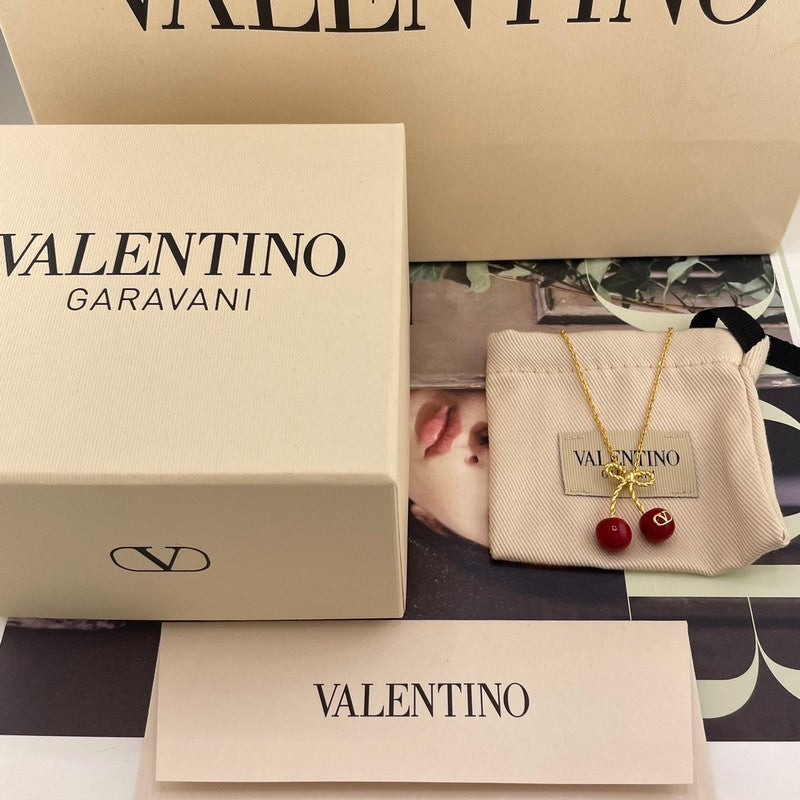 VLogo Red Cherry Gold Necklace
