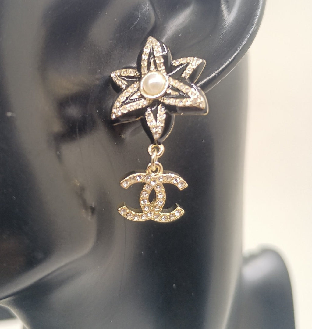 Chanel Camellia Pendant Earrings - 18K White Gold