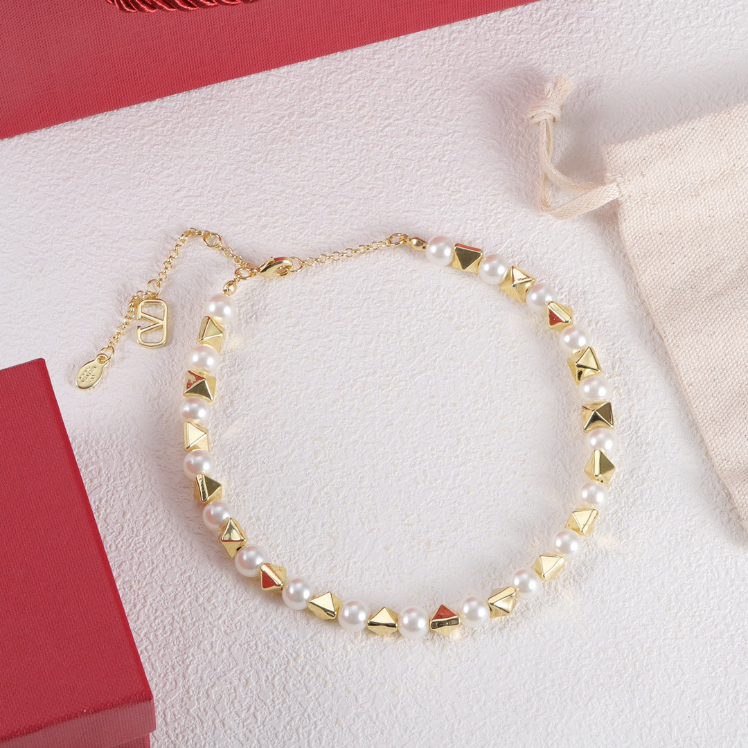 Valentino Rockstud Pearl Necklace