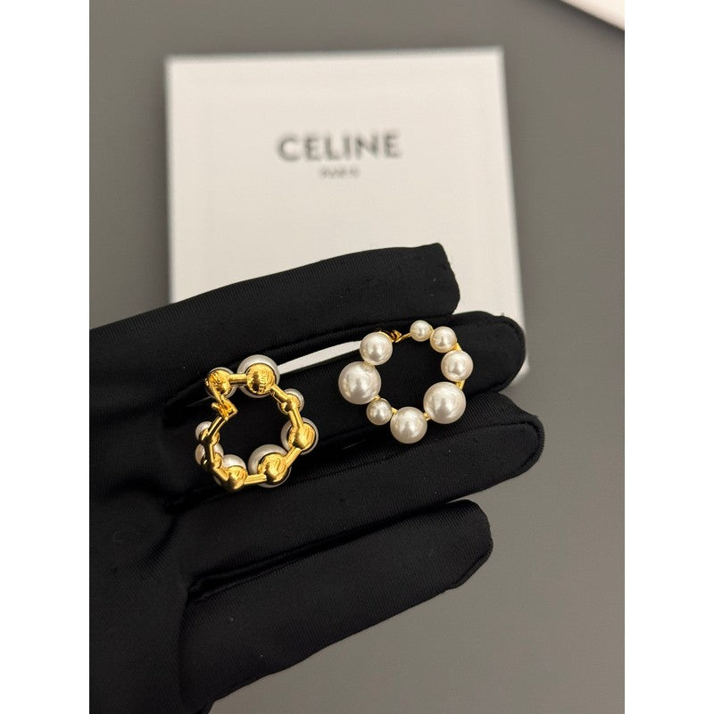 Celine Pearl Earrings - 18K Yellow Gold