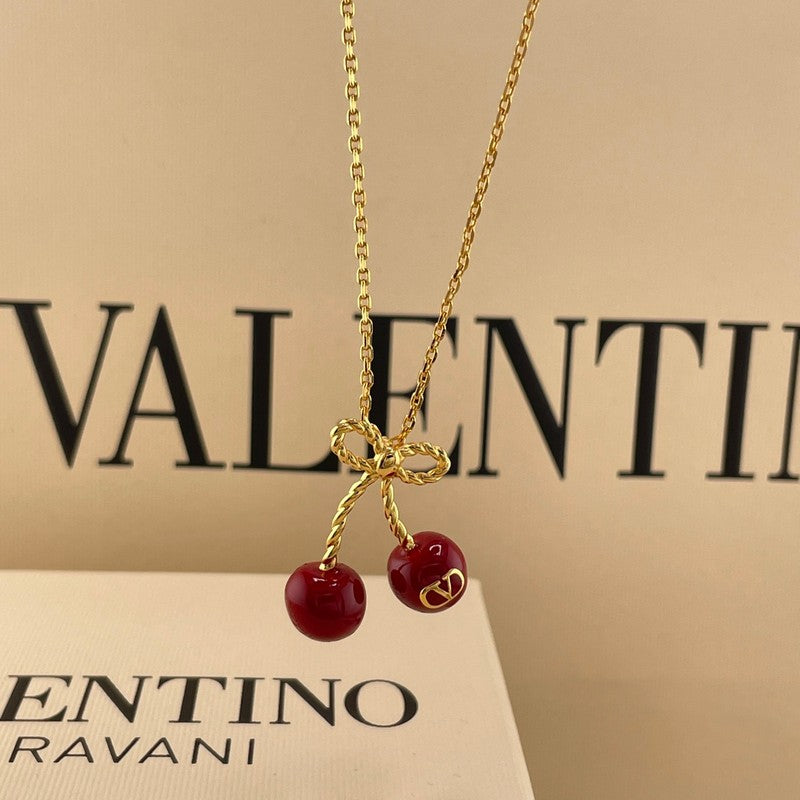 VLogo Red Cherry Gold Necklace