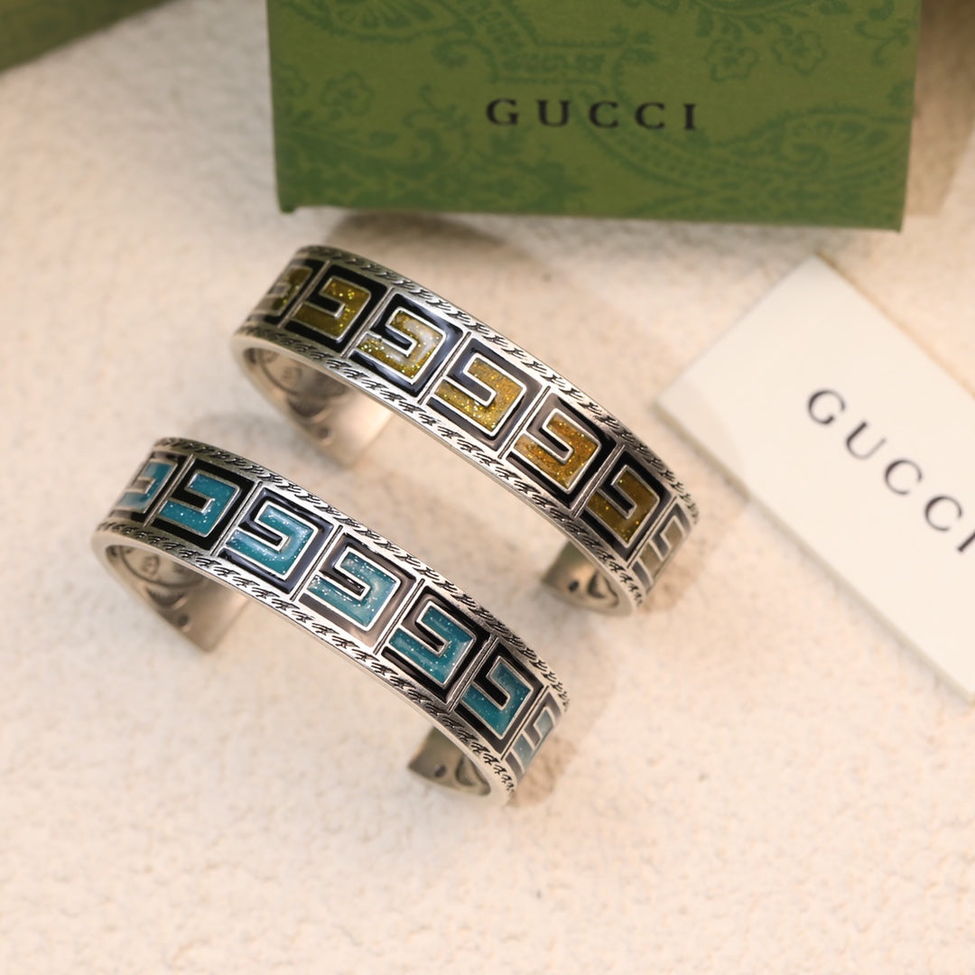 Gucci Double G Cube Green Wide Bracelet