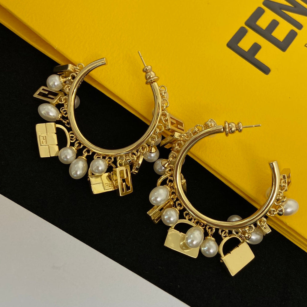Fendi Pearl Earrings - 18K Yellow Gold