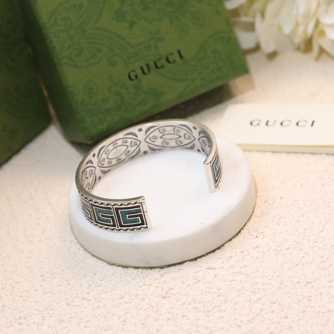 Gucci Double G Cube Green Wide Bracelet