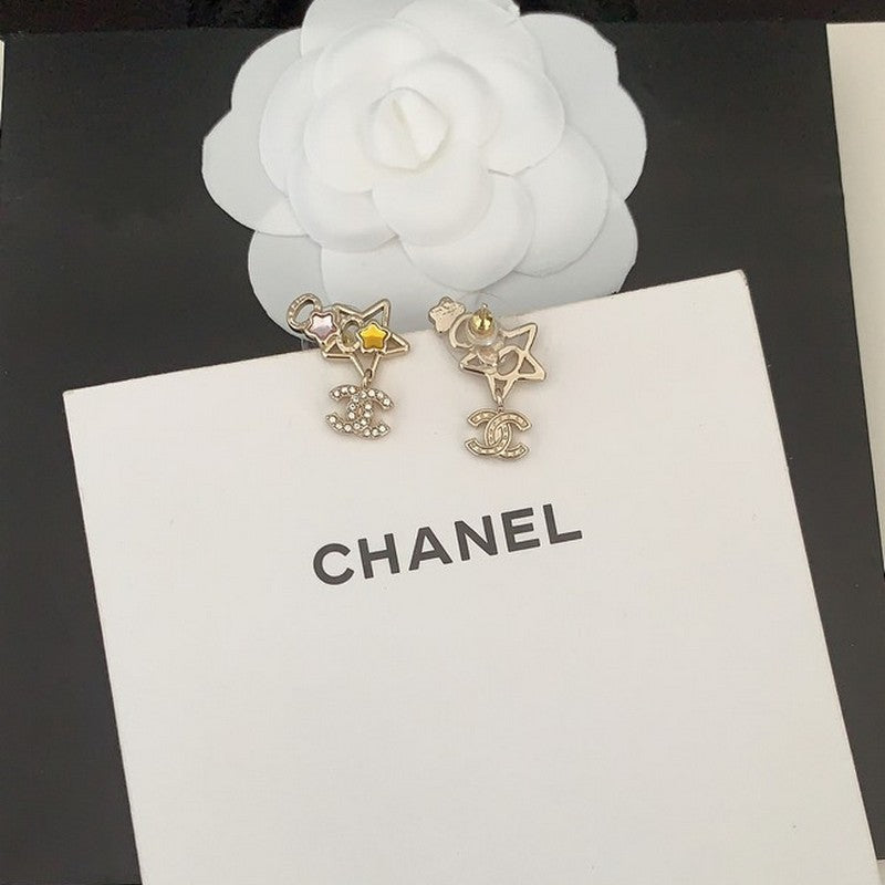 Chanel Color Crystal Star Earrings - 18K Yellow Gold