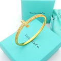 T1 Wide Diamond Bangle Bracelet - 18K Gold