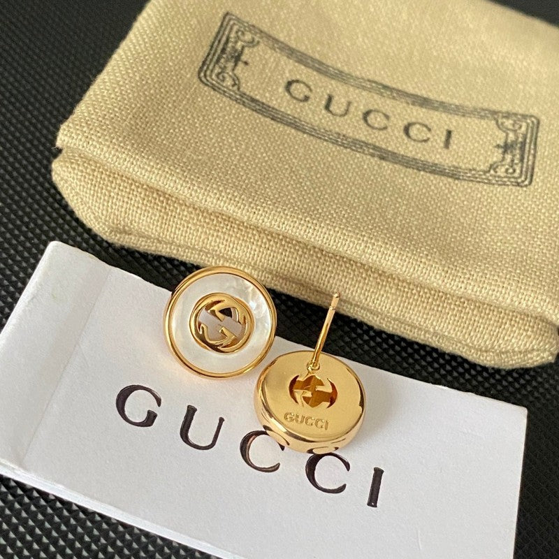 Gucci Double G Gold Pearl Earrings - 18K Yellow Gold