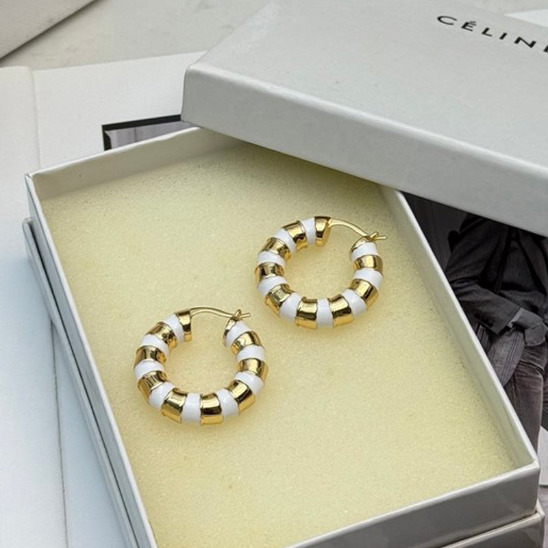Celine Pearl Round Earrings - 18K Yellow Gold