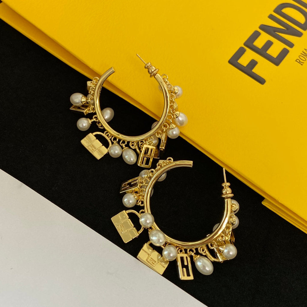 Fendi Pearl Earrings - 18K Yellow Gold