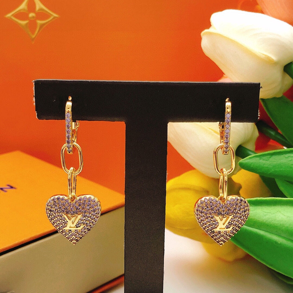 Louis Vuitton Heart Diamond Earrings - 18K Yellow Gold