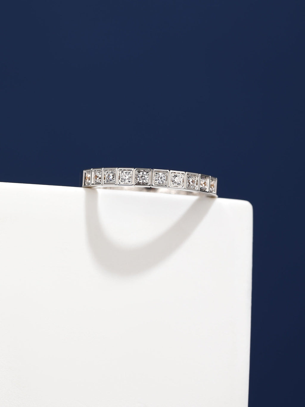 Ice Cube Moissanite Ring - 18K White Gold