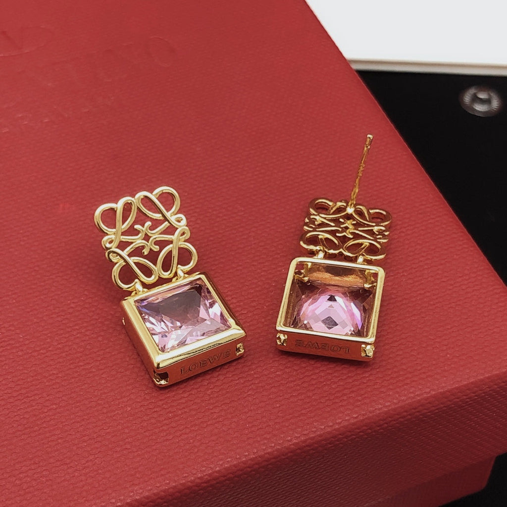 LOEWE Anagram Crystal Earrings - 18K Gold