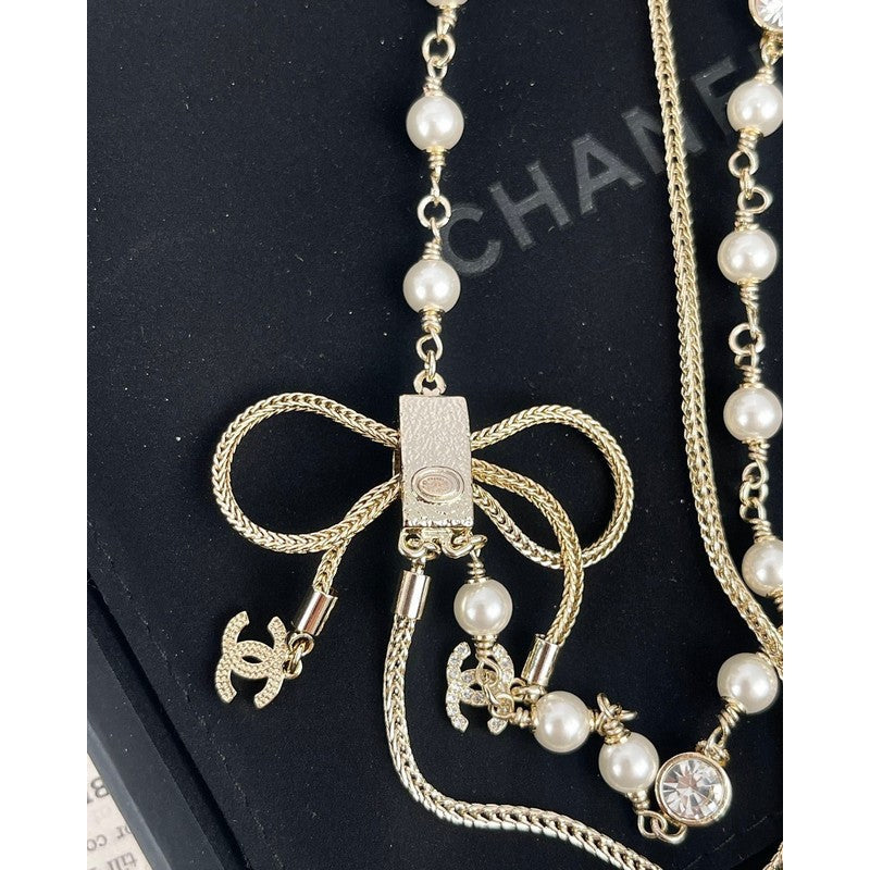 Chanel Bow Tie Pearl Necklace