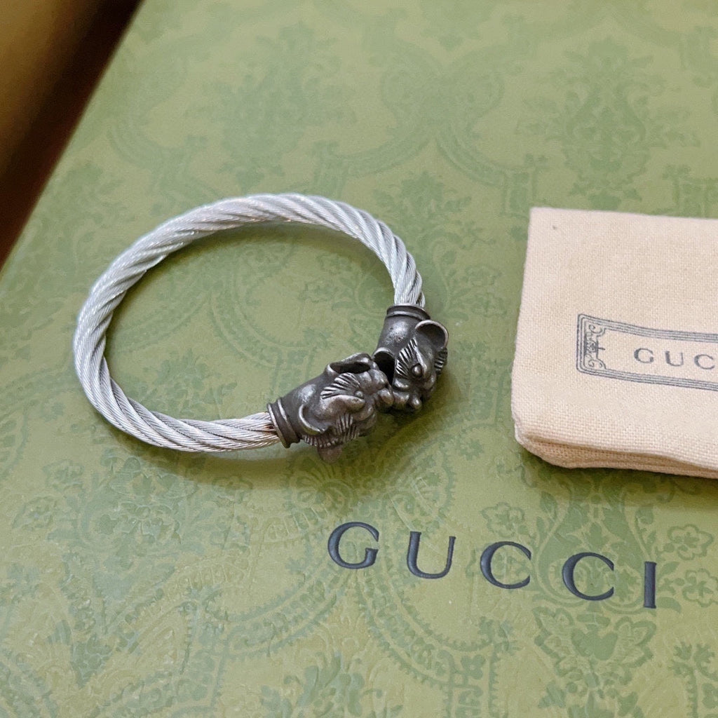 Gucci Double G Double Tiger Head Vintage Bracelet
